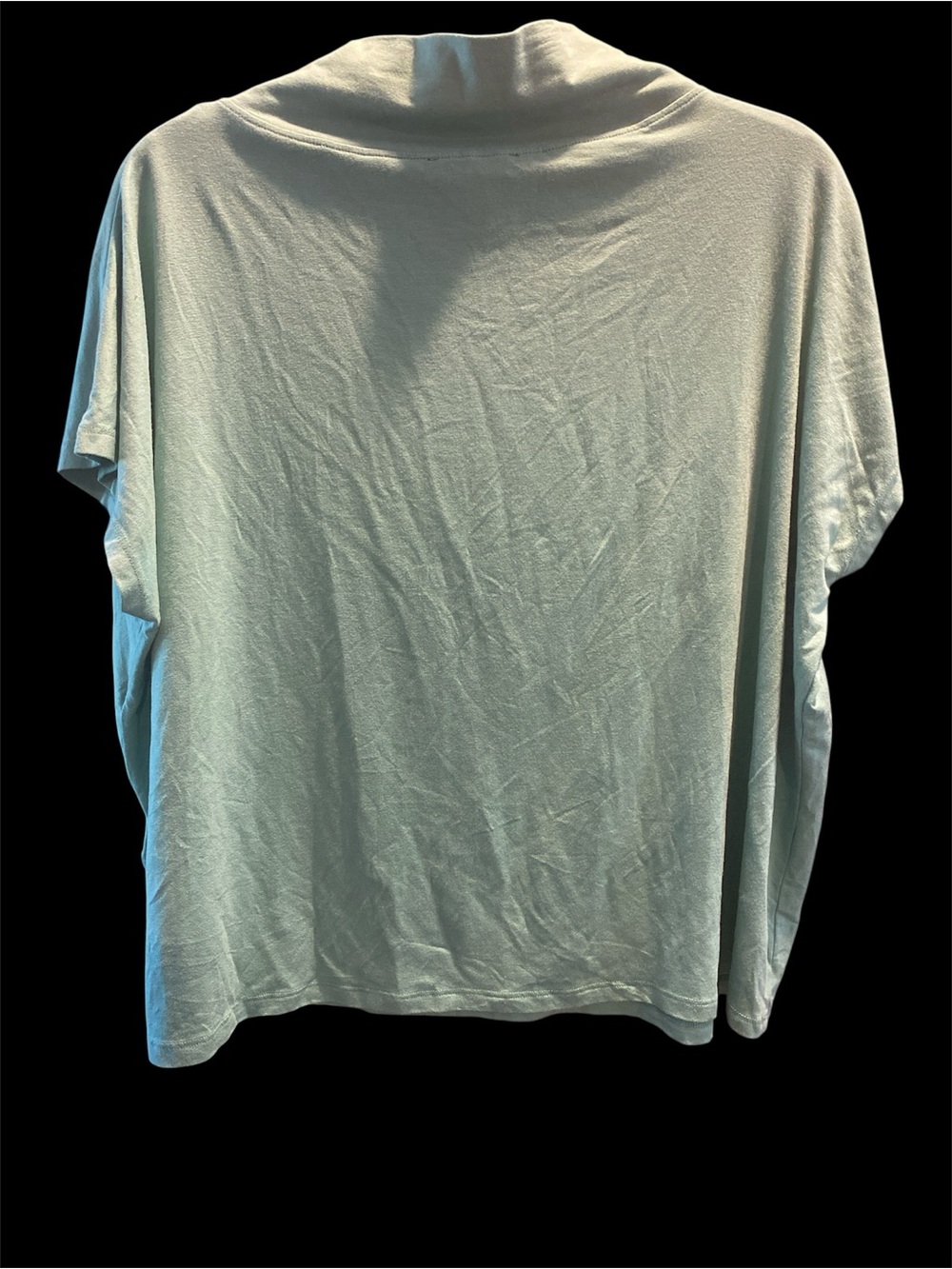 Eileen Fisher Seafoam Green Funnel Neck Short Sleeve Shirt Size Petite Large - Picture 3 of 5